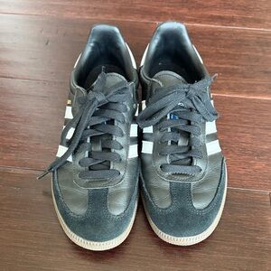 Adidas Black Sambas Sneakers with White Stripes Size 7 Women's